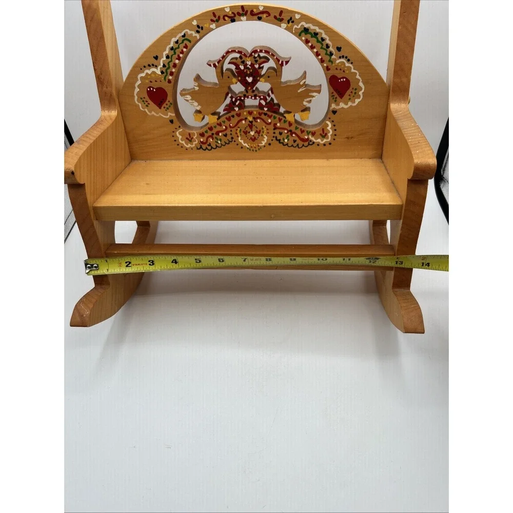 Vtg Child Crafts Rocking Bench Doll Furniture Painted Wood Country Geese